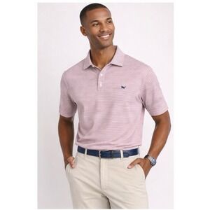 Vineyard Vines‎ XL Polo Shirt Mens Pink White Striped 100% Pima Cotton Classic